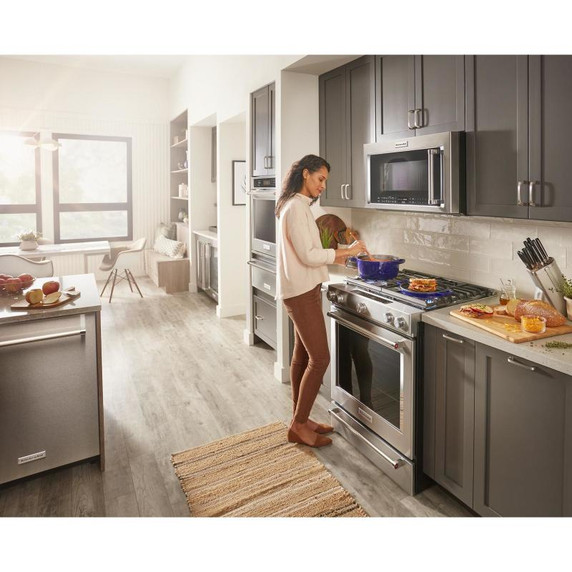 Kitchenaid® 30-Inch 5 Burner Front Control Gas Convection Range with Baking Drawer KSGB900ESS
