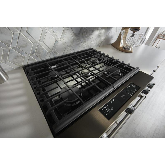 Kitchenaid® 30-Inch 5-Burner Gas Slide-In Convection Range KSGG700EBS