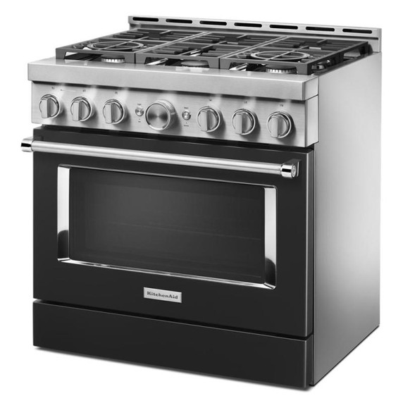 KitchenAid® 36'' Smart Commercial-Style Gas Range with 6 Burners KFGC506JBK