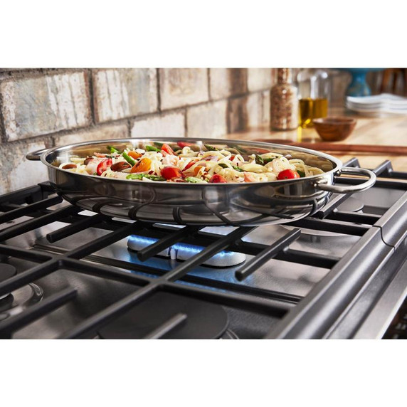 KitchenAid® 30-Inch 5-Burner Dual Fuel Convection  Front Control Range with Baking Drawer YKSDB900ESS