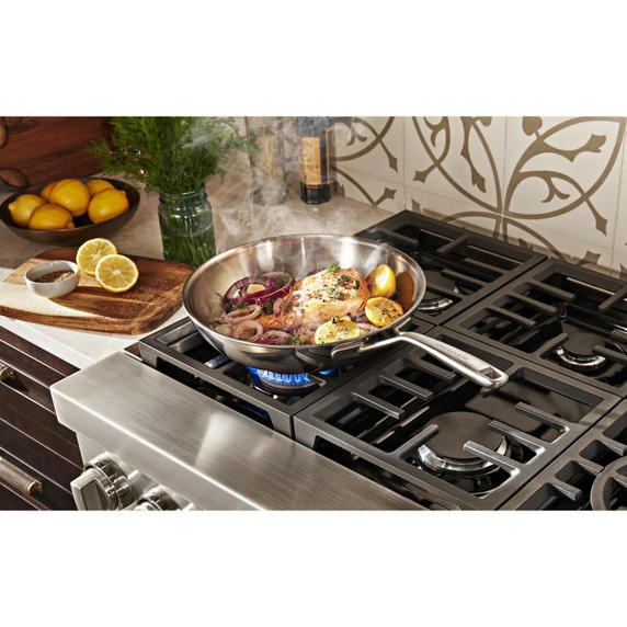 KitchenAid® 48'' Smart Commercial-Style Dual Fuel Range with Griddle KFDC558JIB