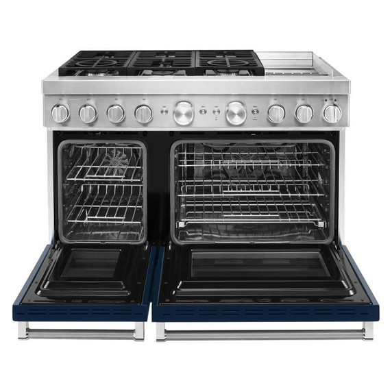 KitchenAid® 48'' Smart Commercial-Style Dual Fuel Range with Griddle KFDC558JIB