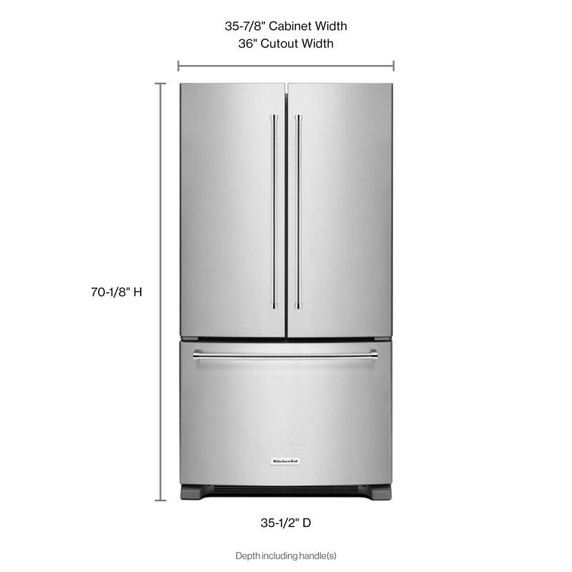Kitchenaid® 25 cu.ft. 36-Width Standard Depth French Door Refrigerator with Interior Dispense KRFF305ESS Kitchenaid® 25 cu.ft. 36-Width Standard Depth French Door Refrigerator with Interior Dispense KRFF305ESS
