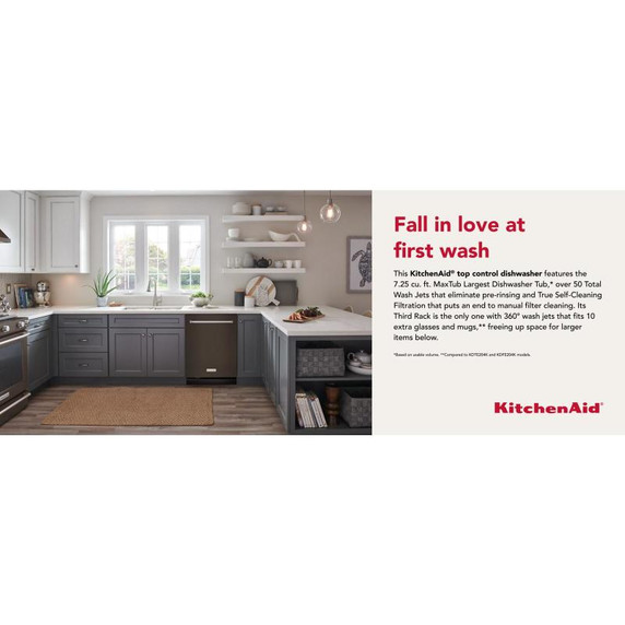 Kitchenaid® 44 dBA Dishwasher in PrintShield™ Finish with 360° Max Jets™ Third Rack KDTM604KBS Kitchenaid® 44 dBA Dishwasher in PrintShield™ Finish with 360° Max Jets™ Third Rack KDTM604KBS