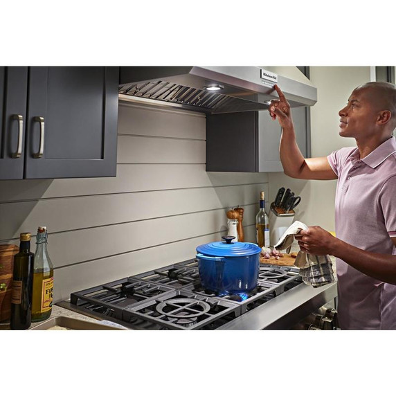 Kitchenaid® 36" 585 or 1170 CFM Motor Class Commercial-Style Wall-Mount Canopy Range Hood KVWC906KSS Kitchenaid® 36" 585 or 1170 CFM Motor Class Commercial-Style Wall-Mount Canopy Range Hood KVWC906KSS