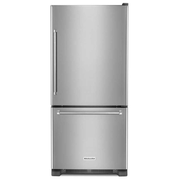 Kitchenaid® 19 cu.ft. 30-Inch Width Full Depth Non Dispense Bottom Mount Refrigerator KRBR109ESS