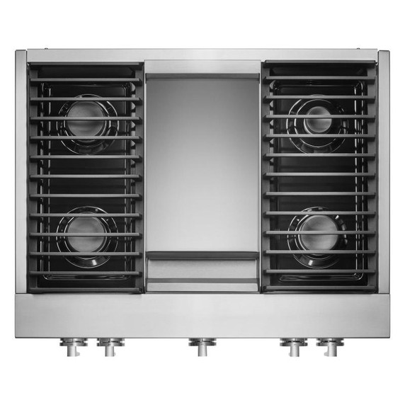 Jennair® 36" NOIR™ Gas Professional-Style Rangetop with Chrome-Infused Griddle JGCP536HM