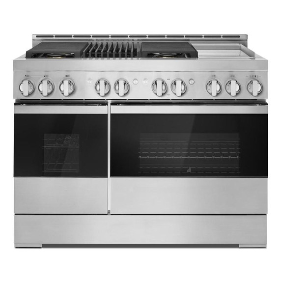 Jennair® 48" NOIR™ Gas Professional-Style Range with Chrome-Infused Griddle and Infrared Grill JGRP748HM Jennair® 48" NOIR™ Gas Professional-Style Range with Chrome-Infused Griddle and Infrared Grill JGRP748HM