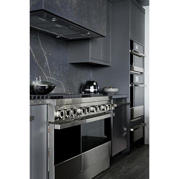 Jennair® NOIR™ 48" Dual-Fuel Professional Range with Chrome-Infused Griddle and Gas Grill JDRP748HM