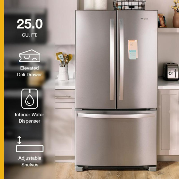Whirlpool® 36-Inch Wide Full-Depth French Door Bottom Mount Refrigerator - 25 cu. ft. WRFF3236RB