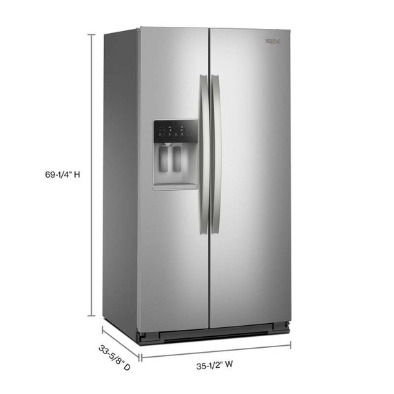 Whirlpool® 36-inch Full Depth Side-by-Side Refrigerator with Prep &amp; Store Bins WRSF6536RZ