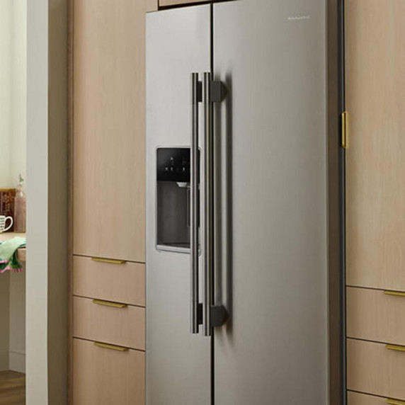 Kitchenaid® 28.7 Cu. Ft. Side-by-Side Refrigerator with Exterior Ice and Water Dispenser in PrintShield™ Finish KRSF536RPS