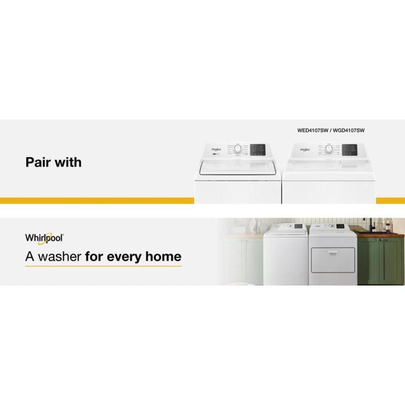 4.8 - 4.9 Cu. Ft. I.E.C. Whirlpool® Top Load Washer with 2-in-1 Removable Agitator. WTW4107SW