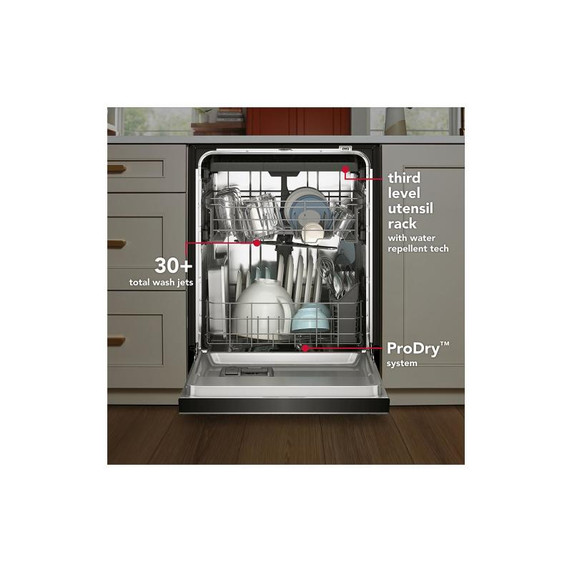Kitchenaid® Third Level Utensil Rack Dishwasher with 30+ Total Wash Jets in PrintShield™ Finish, 47 dBA KDTS224SPS