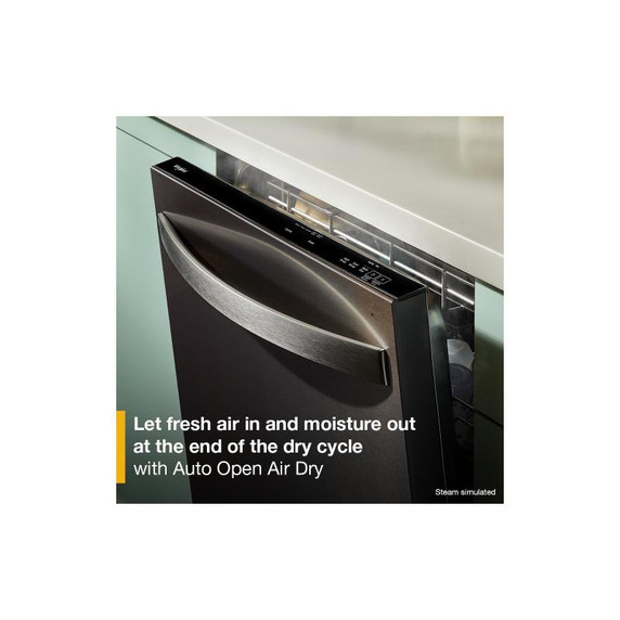 Whirlpool® 24-Inch Dishwasher with Total Coverage Wash Action and Auto Open Air Dry in Fingerprint Resistant Black Stainless WDTS8024SV