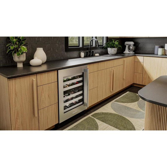 Kitchenaid® 24" Undercounter Wine Cellar with Full-Extension Metal-Front Racks KUWL324SSB