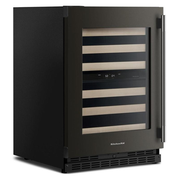 Kitchenaid® 24" Undercounter Wine Cellar with Full-Extension Wood-Front Racks KUWL524SBE
