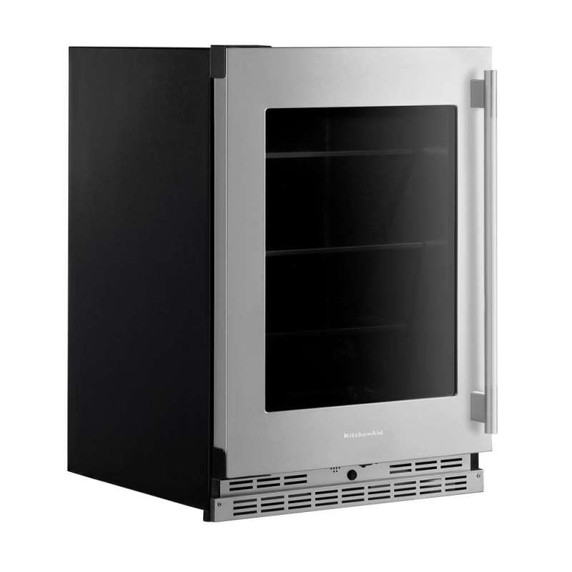 Kitchenaid® 24" Undercounter Refrigerator with Glass Door and Shelves with Metallic Accents KURL524SPS