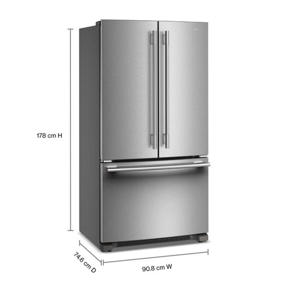 Kitchenaid® 20 Cu. Ft. 36-Inch Counter-Depth French Door Refrigerator with Internal Water Dispenser KRFC136SPS