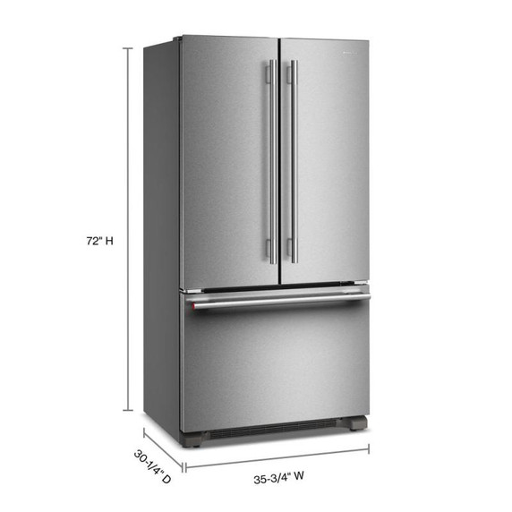 Kitchenaid® 22 Cu. Ft. 36-Inch Counter-Depth French Door Refrigerator with Internal Water Dispenser KRFC136TPS