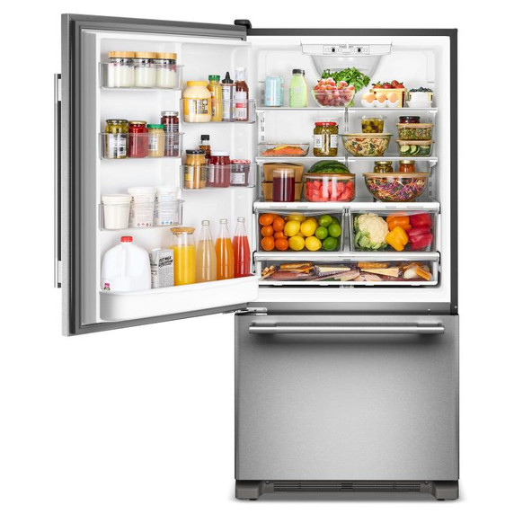 Kitchenaid® 22 Cu. Ft. 33-Inch Standard-Depth Bottom Mount Refrigerator with Left Door Swing KRBL133SPS