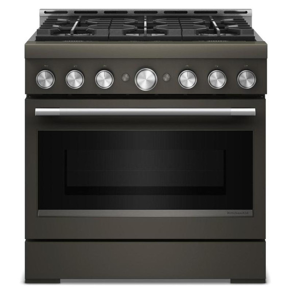 KitchenAid® 36-Inch 6 Burner Commercial-Style Gas Range with No Preheat Air Fry Mode KFGS936SBE