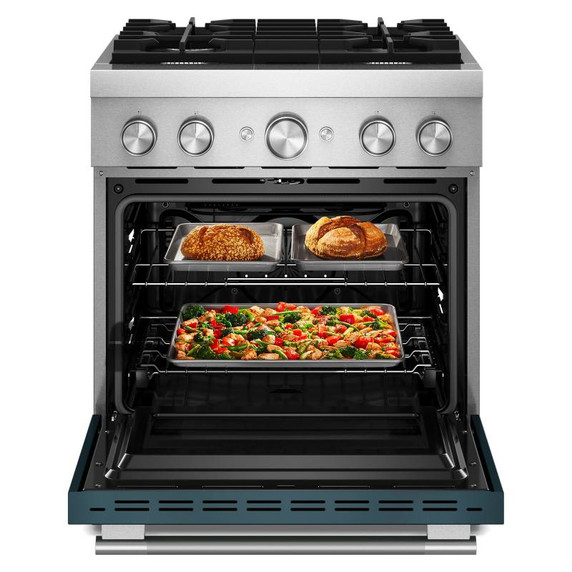 Kitchenaid® 30-Inch 4 Burner Commercial-Style Dual Fuel Range with No Preheat Air Fry Mode KFDS930SAG