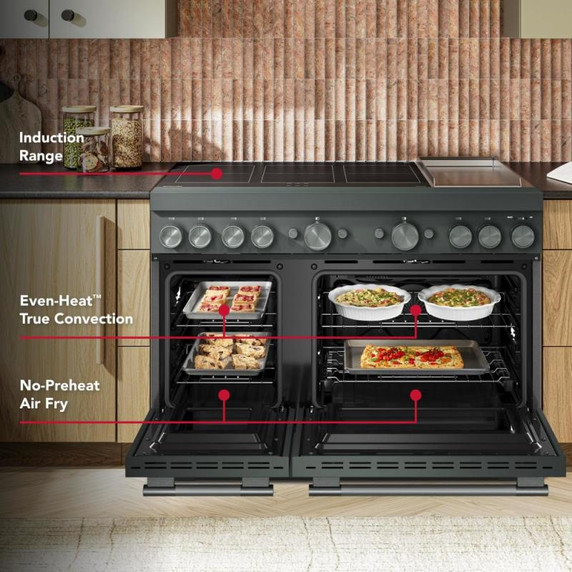 Kitchenaid® 48-Inch 6-Element Induction Freestanding Commercial-Style Range with Griddle KFID948SJP