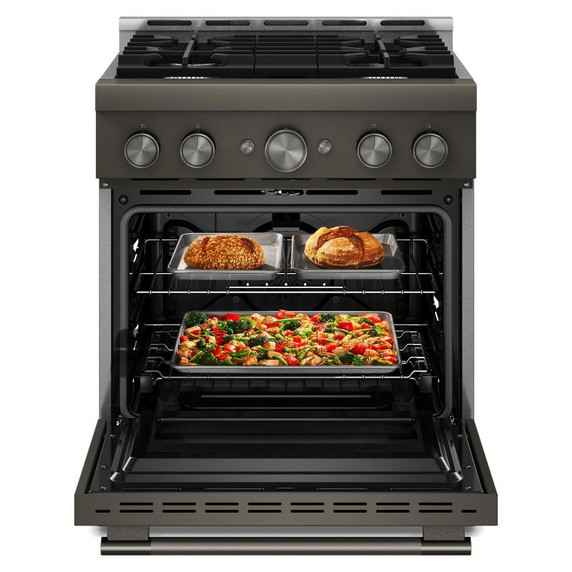 KitchenAid® 30-Inch 4 Burner Commercial-Style Gas Range with No Preheat Air Fry Mode KFGS930SBE