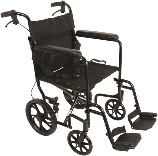 Probasics Aluminum Transport Chair with 12" Wheels TCA191612BK