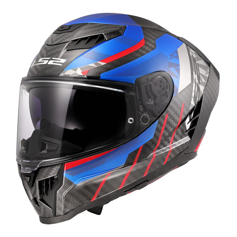CASCO DRAGON CARBON TRAX BLU RED FF807 Valeri Sport