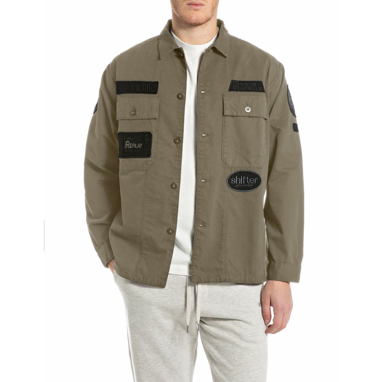 GIACCA CAMICIA REGULAR FIT CON PATCH GREEN M8445B