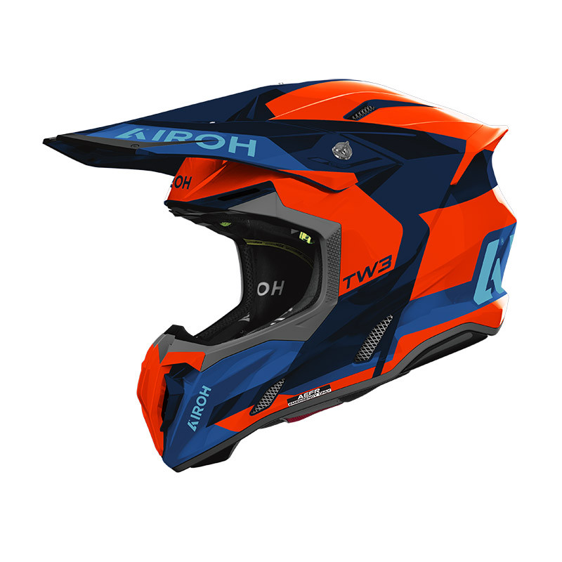 AIROH （アイロー）TWIST3 ヘルメット 青/オレンジ/黒 CASCO TWIST 3 FANCY ORANGE BLUE - Valeri Sport