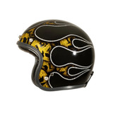 CASCO SKULLS & FLAMES GOLD & BLACK