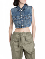 GILET CROPPED DENIM 9ZERO1  MEDIUM BLUE WY7Z1