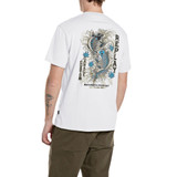T-SHIRT STAMPA GIAPPONESE M3371 WHITE/BLUE