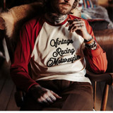 T-SHIRT HERITAGE RAGLAN L/S WHITE/RED