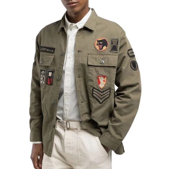 GIACCA CAMICIA PATCH MILITARY GREEN M8445A