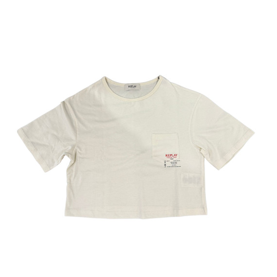 CROPPED POCKET T-SHIRT W3411 WHITE