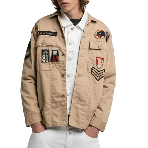 GIACCA CAMICIA PATCH BEIGE M8445A