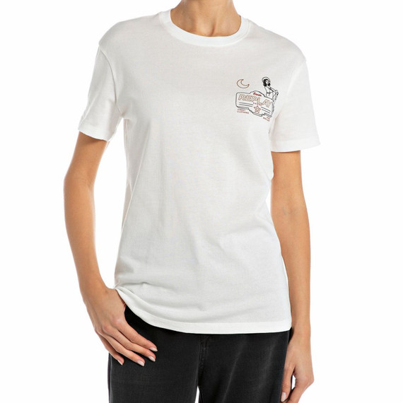 T-SHIRT IN JERSEY CON STAMPA GRAFICA WHITE W3566E