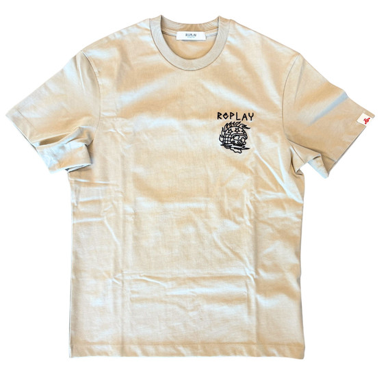 T-SHIRT WITH RAISED EMBROIDERY M3251 ECRU