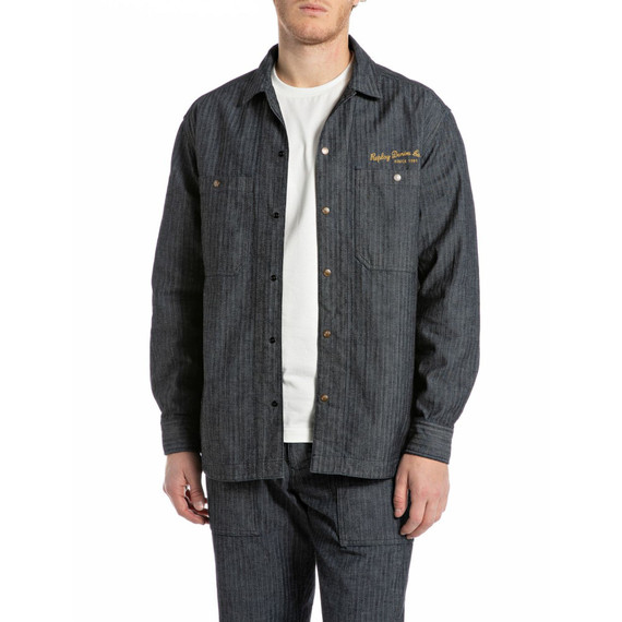 CAMICIA IN DENIM CON TASCHE E RICAMI M4145A
