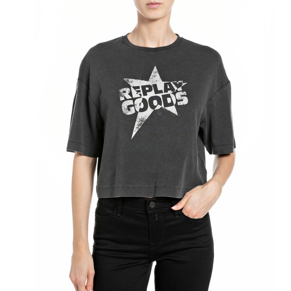 T-SHIRT CROPPED IN JERSEY STONEWASHED W3410E