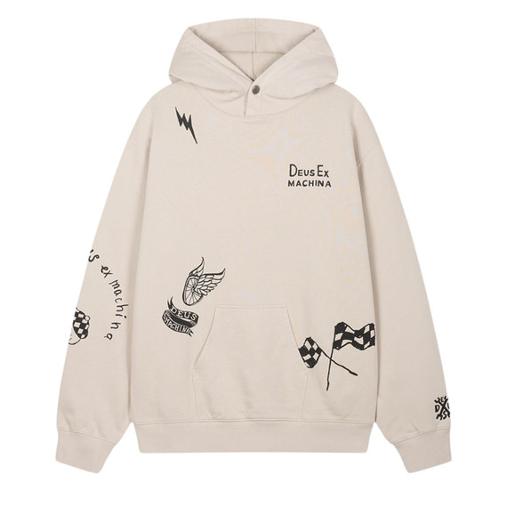 FELPA DOODLE DYED HOODIE ECRU