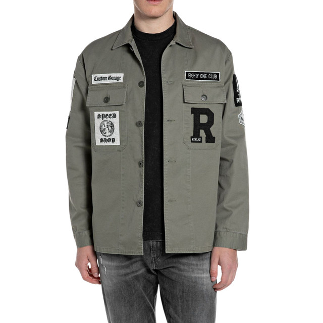 GIACCA CAMICIA CON PATCH E LOGO M8445C GREEN