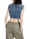 GILET CROPPED DENIM 9ZERO1  MEDIUM BLUE WY7Z1
