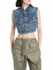 GILET CROPPED DENIM 9ZERO1  MEDIUM BLUE WY7Z1
