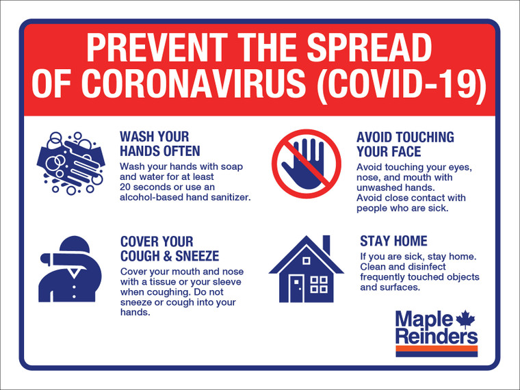 MR092 18"x24" Prevent The Spread OF Coronavirus. **Prices As Low As $9.95 ea.**