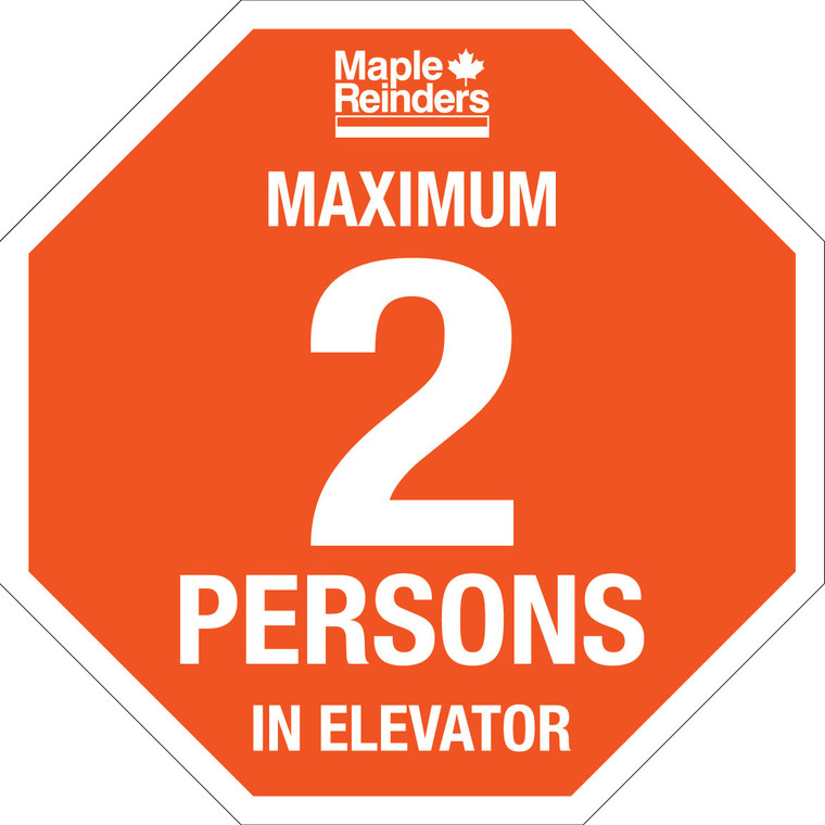 MR130 16"x16" Maximum 2 Persons In Elevator (Wall Graphic)**Prices As Low As $7.25 ea.**